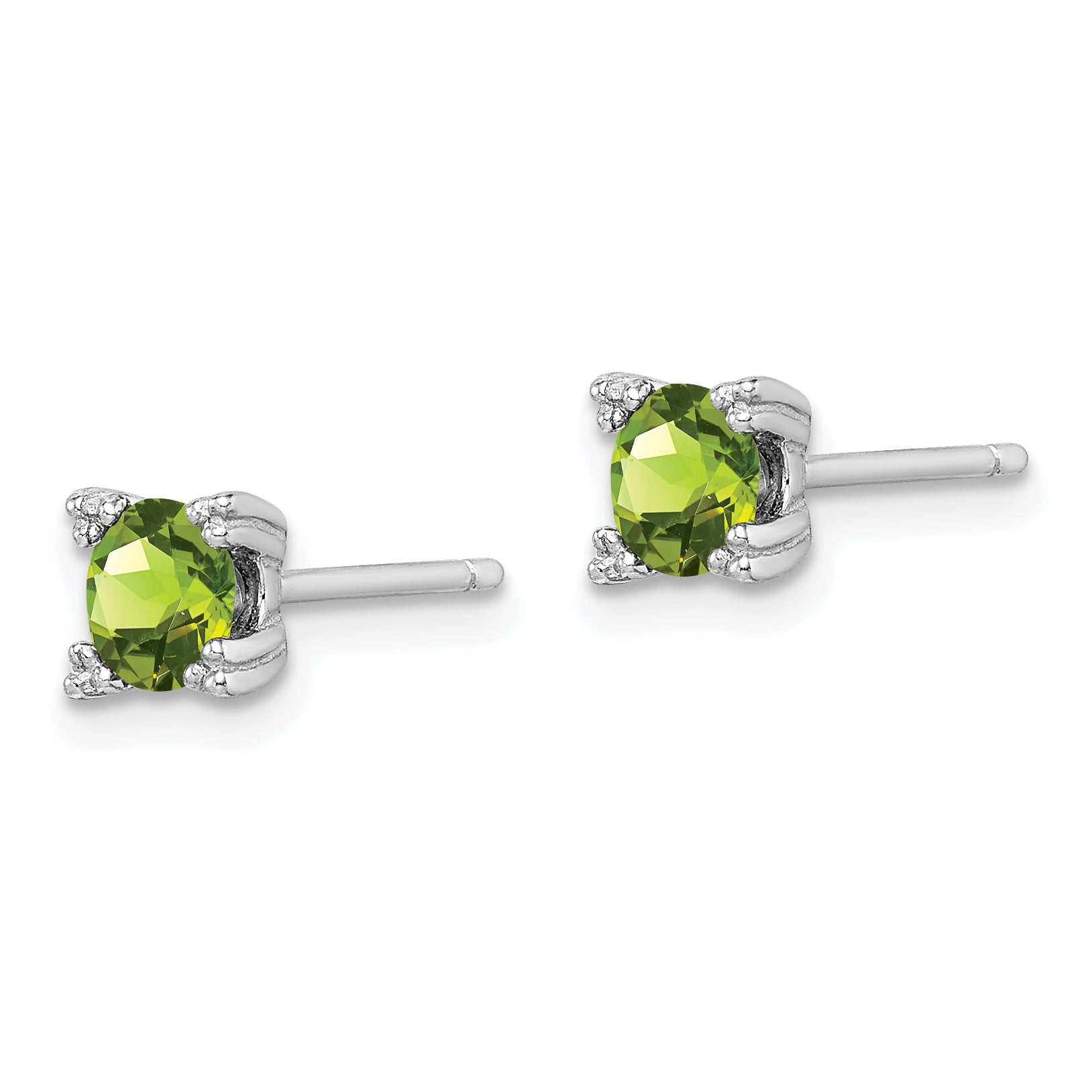 Sterling Silver Rhodium-plated Round 5mm Peridot Post Earrings Secondary image