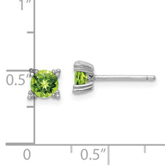 Sterling Silver Rhodium-plated Round 5mm Peridot Post Earrings