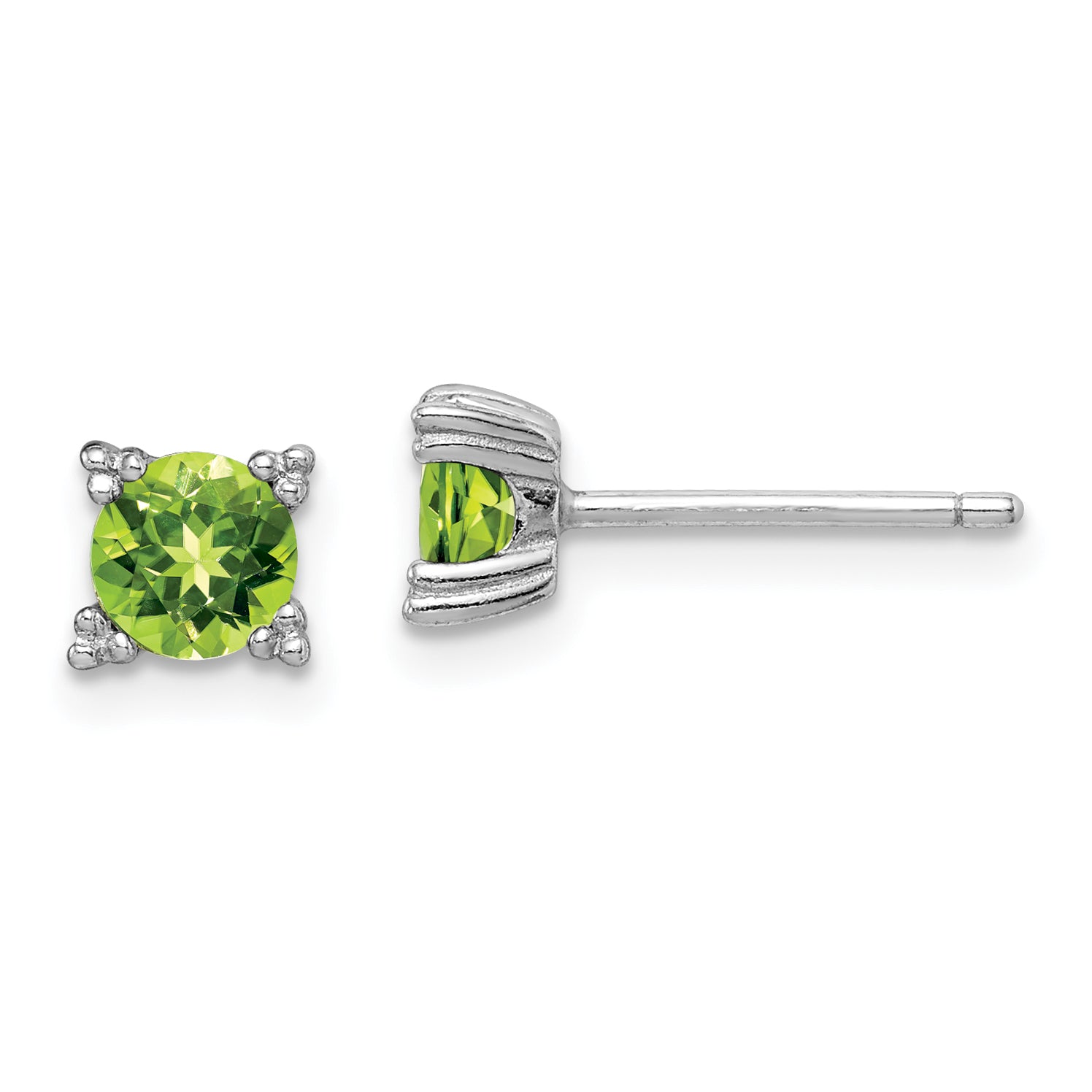 Sterling Silver Rhodium-plated Round 5mm Peridot Post Earrings Main image