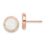 Sterling Silver Rose-Tone Created Opal & CZ Round Halo Post Earrings