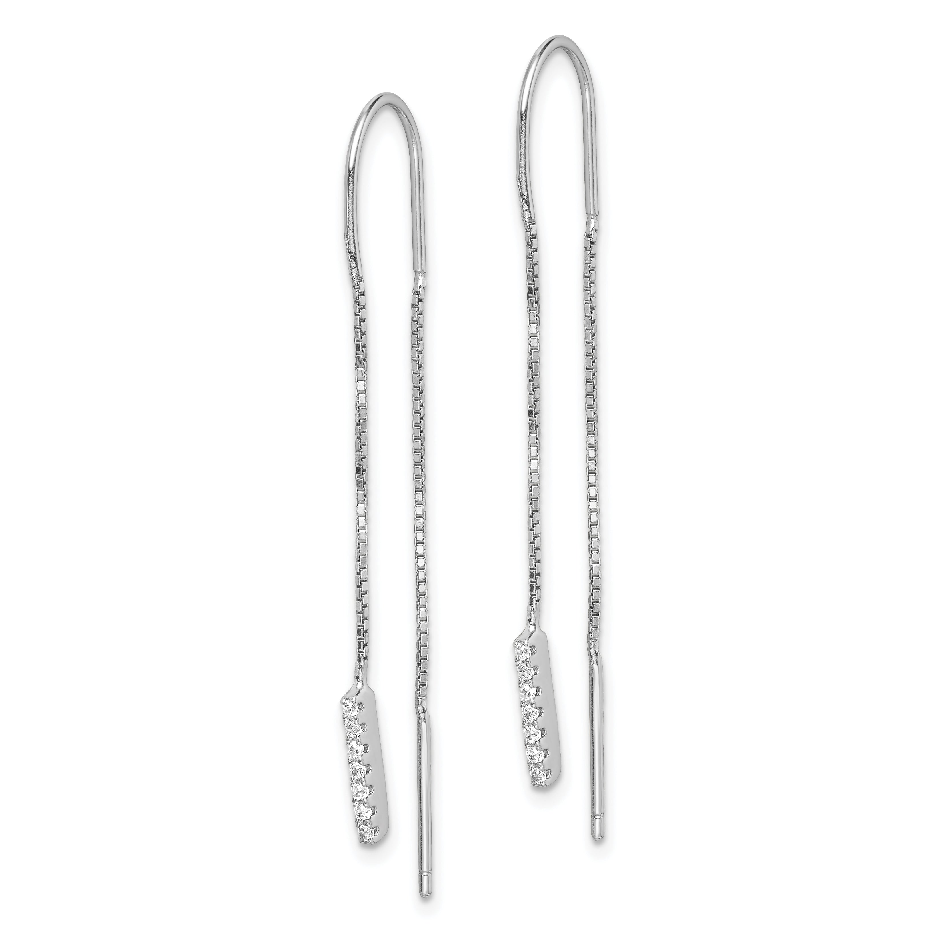 Sterling Silver Rhodium-plated CZ Threader Earrings Secondary image