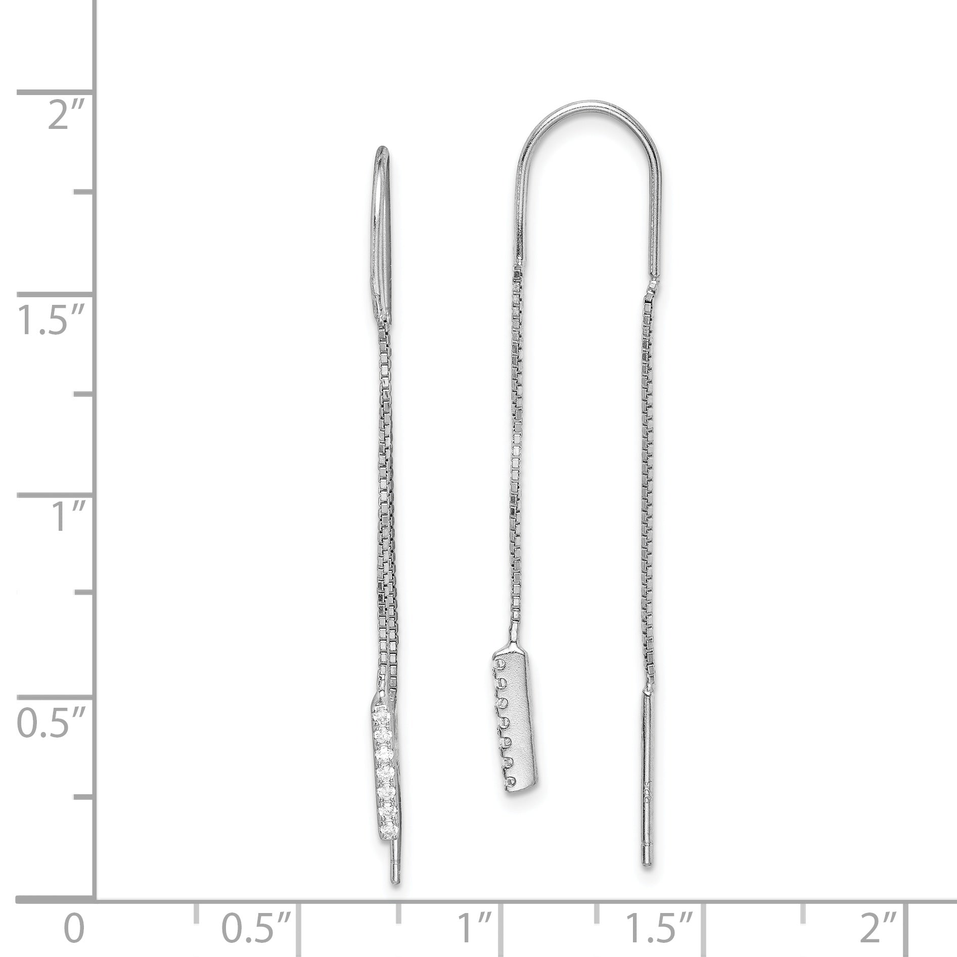 Sterling Silver Rhodium-plated CZ Threader Earrings