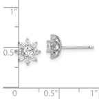 Sterling Silver Rhodium-plated Polished CZ Flower Post Earrings