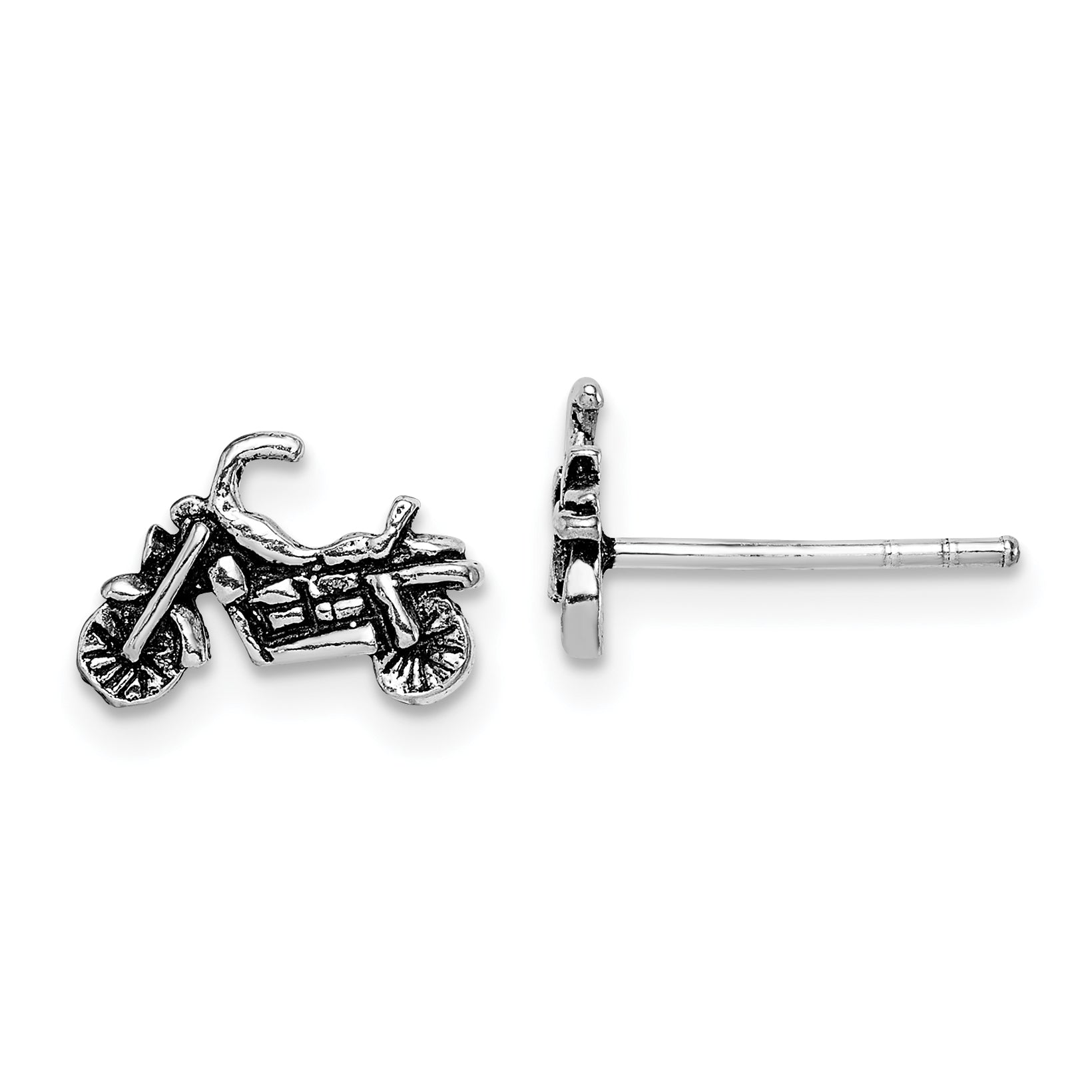Sterling Silver Rhodium-plated Antiqued Motorcycle Post Earrings Main image