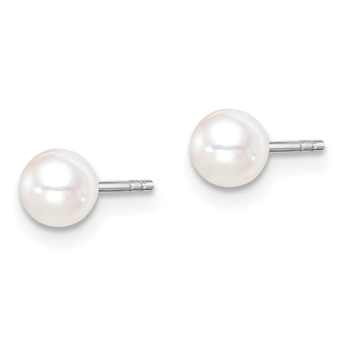 Sterling Silver Madi K Rhodium-plated Polished 4-5mm White, Pink and Purple Round Freshwater Cultured Pearl Pearl Stud Earrings Set