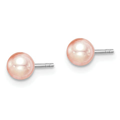 Sterling Silver Madi K Rhodium-plated Polished 4-5mm White, Pink and Purple Round Freshwater Cultured Pearl Pearl Stud Earrings Set