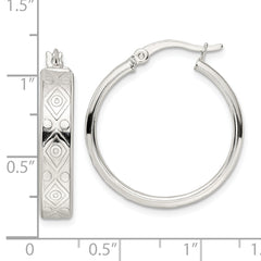 Sterling Silver Polished Geometric Design 5.25mm Round Hoop Earrings