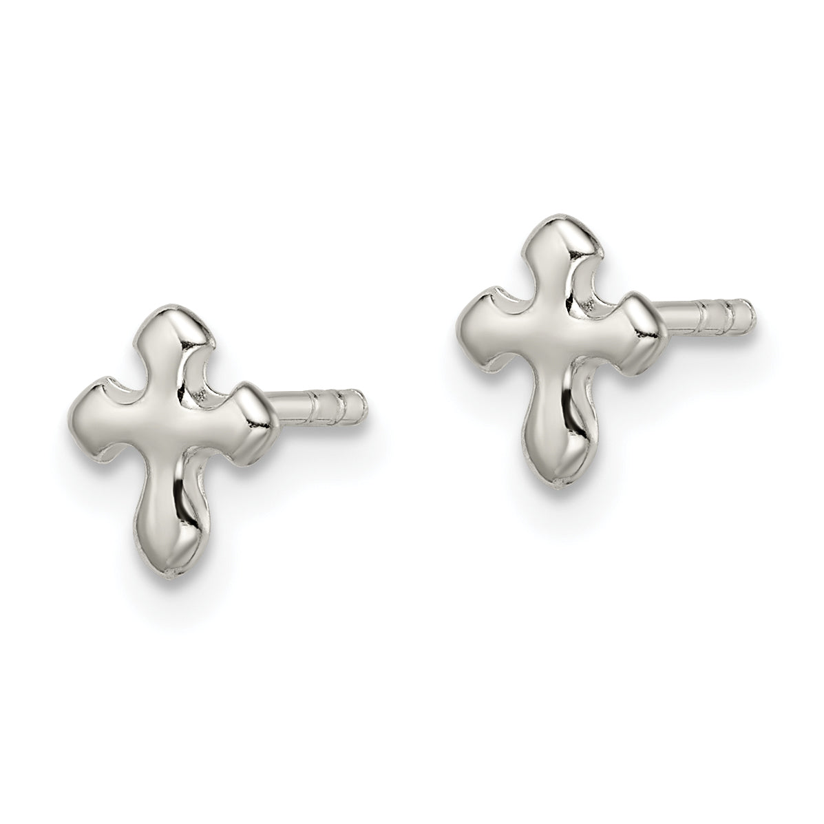 Children's Cross Stud Earrings in Sterling Silver Secondary image
