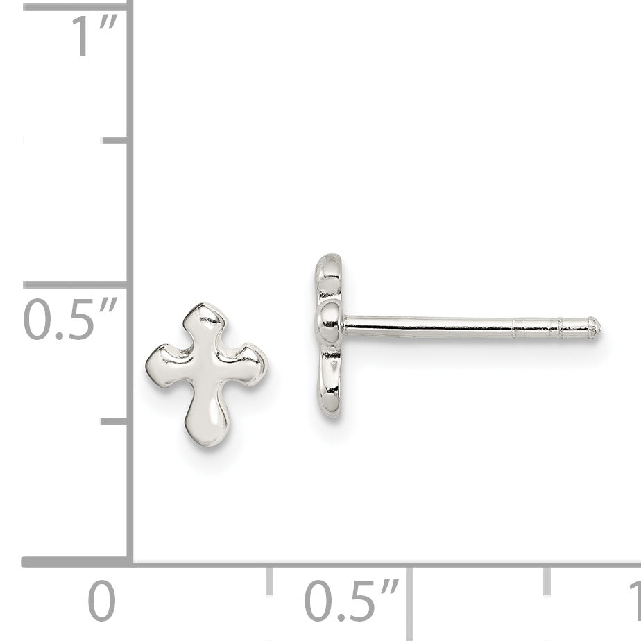 Children's Cross Stud Earrings in Sterling Silver