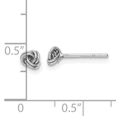 Sterling Silver Rhodium-plated Post Love Knot Earrings