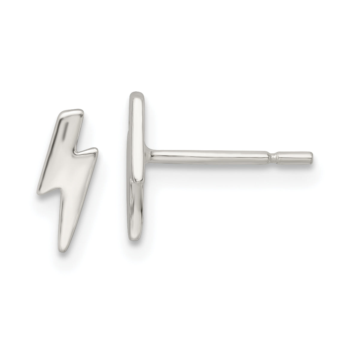Sterling Silver Polished Tiny Lightning Post Earrings