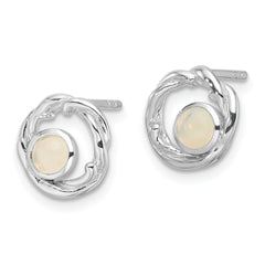 Sterling Silver Rhodium-plated Opal Post Earrings