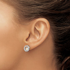 Sterling Silver Rhodium-plated Opal Post Earrings