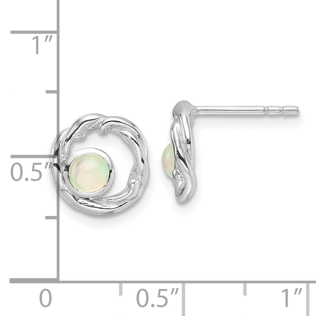 Sterling Silver Rhodium-plated Opal Post Earrings