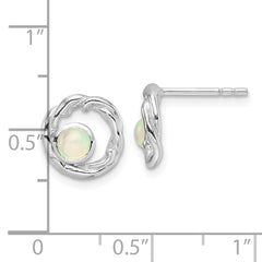 Sterling Silver Rhodium-plated Opal Post Earrings