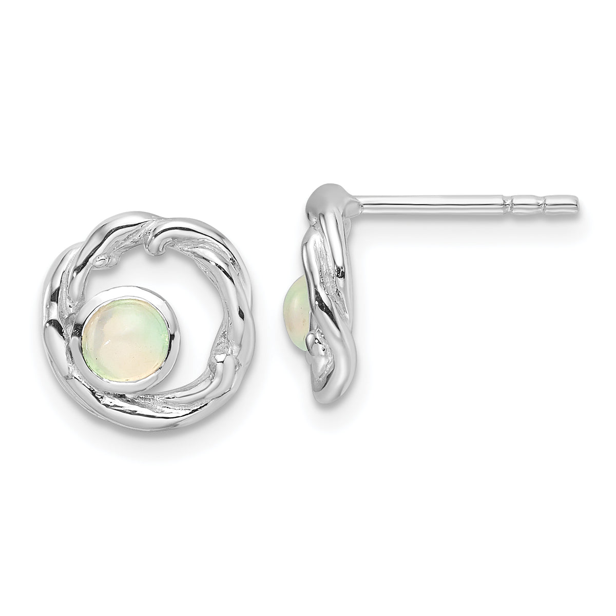 Sterling Silver Rhodium-plated Opal Post Earrings