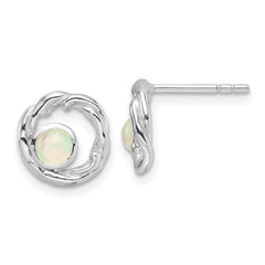 Sterling Silver Rhodium-plated Opal Post Earrings