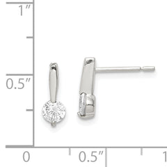Sterling Silver Polished CZ Drop Post Earrings