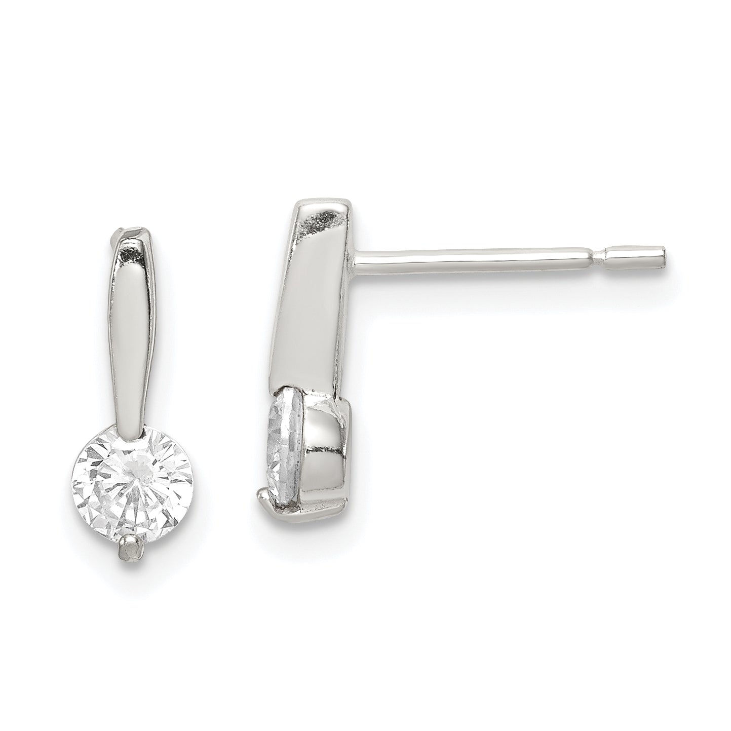 Sterling Silver Polished CZ Drop Post Earrings Main image