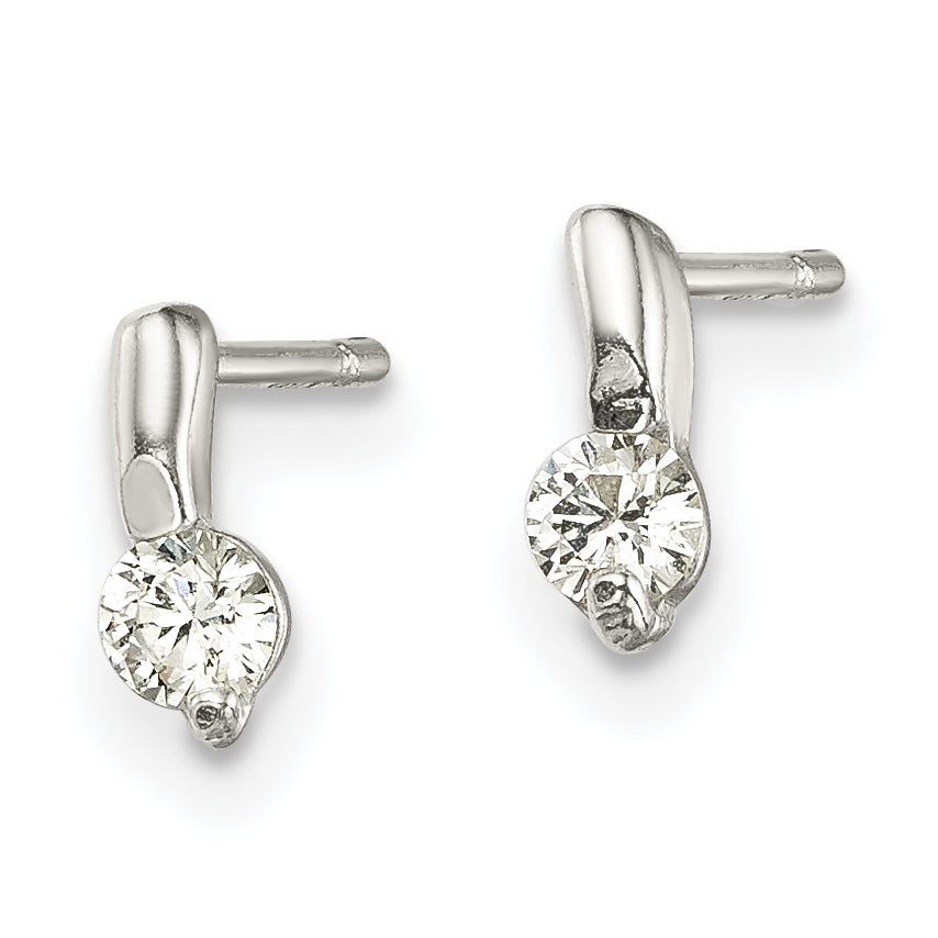 Round CZ Stud Earrings in Sterling Silver Secondary image