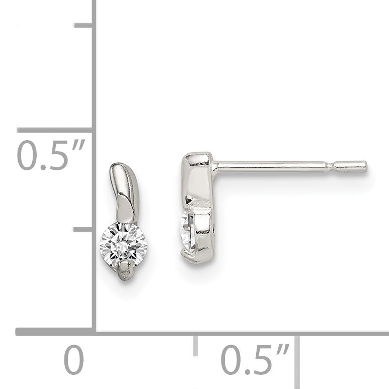 Round CZ Stud Earrings in Sterling Silver