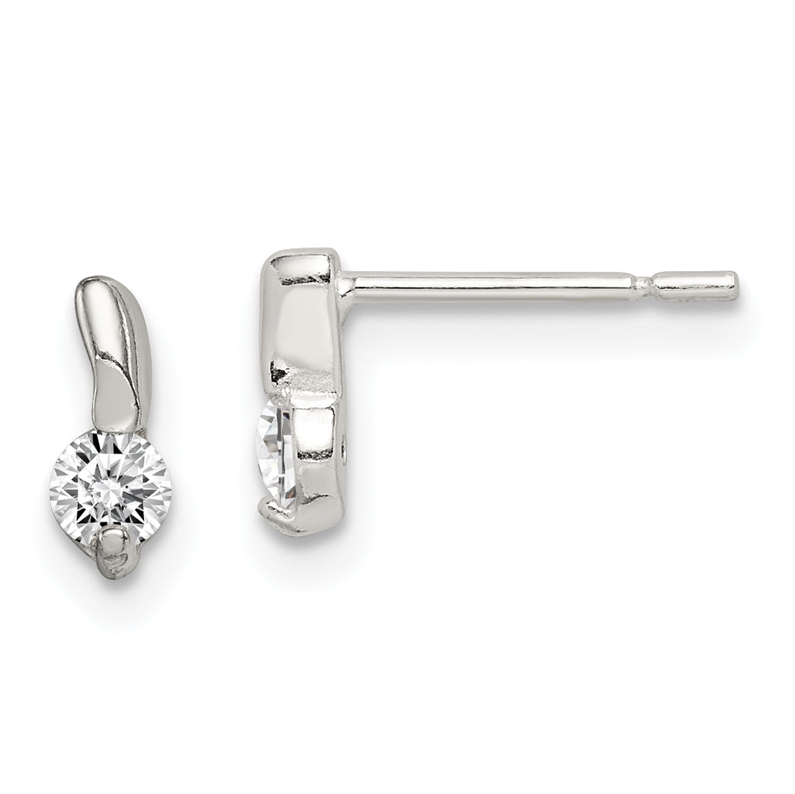 Sterling Silver Polished CZ Post Earrings Main image