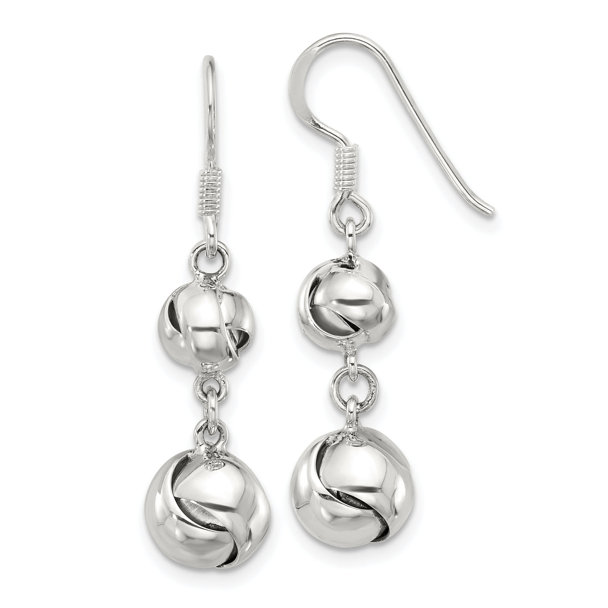 Sterling Silver Polished Knot Dangle Shepherd Hook Earrings
