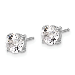 Sterling Silver RH-plated 6mm Created White Sapphire Stud Earrings