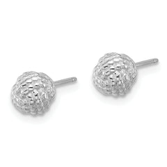 Sterling Silver Rh-plated Polished / Textured 6mm Love Knot Post Earrings