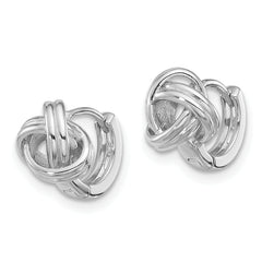 Sterling Silver Rhodium-plated Love Knot Hinged Hoop Earrings