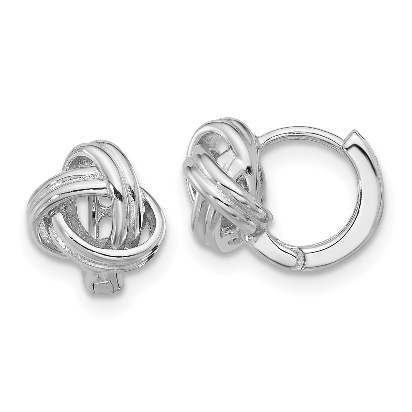 Sterling Silver Rhodium-plated Love Knot Hinged Hoop Earrings