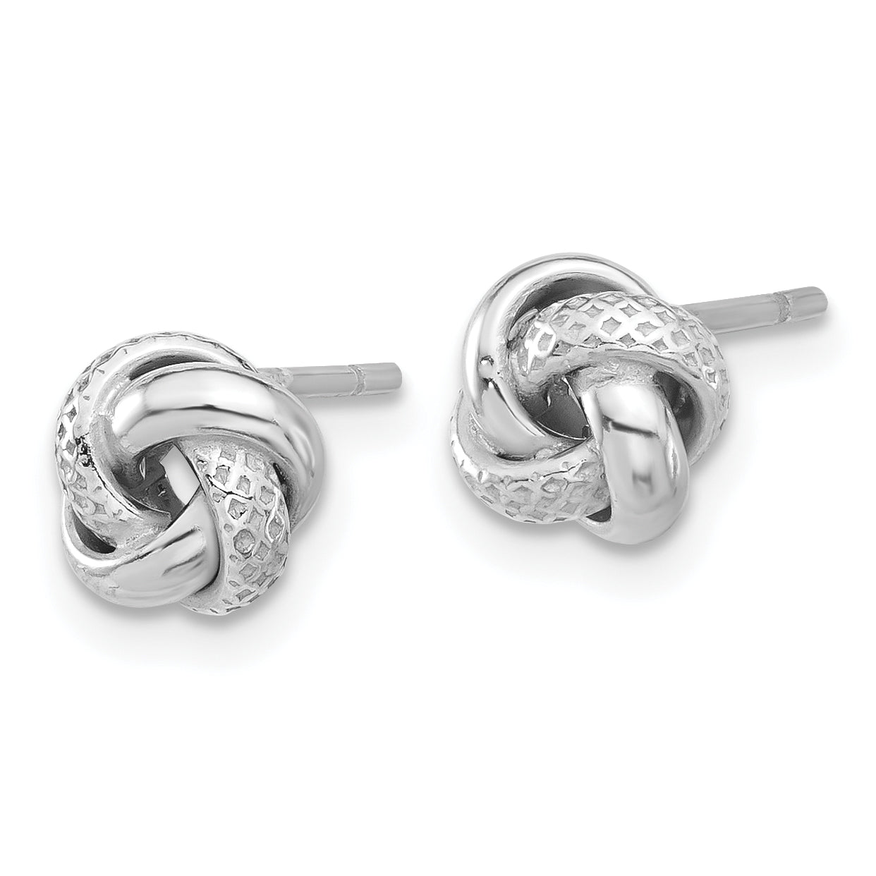 Sterling Silver Rhodium-plated Polished/Textured Love Knot Post Earrings