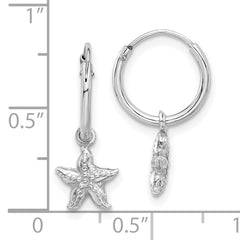 Sterling Silver Rhodium-plated Madi K Starfish Hoop Earrings