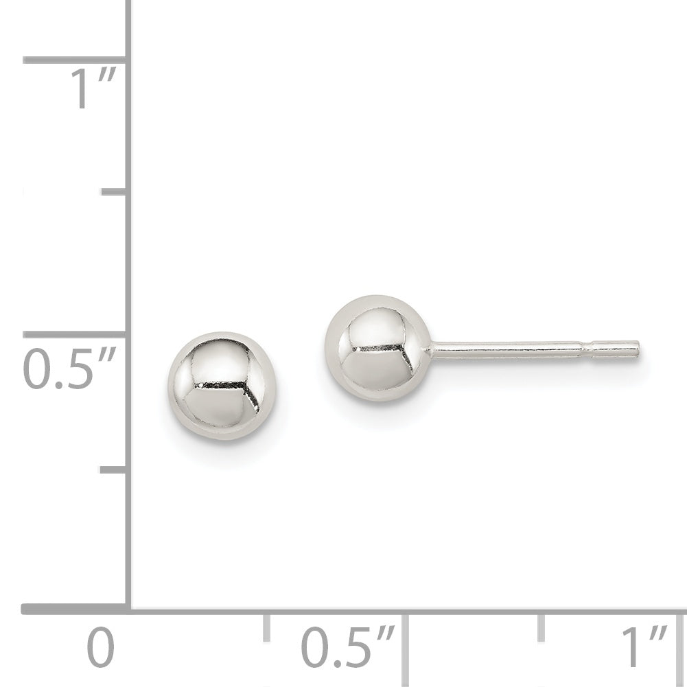 Ball Stud Earrings in Sterling Silver, 5mm
