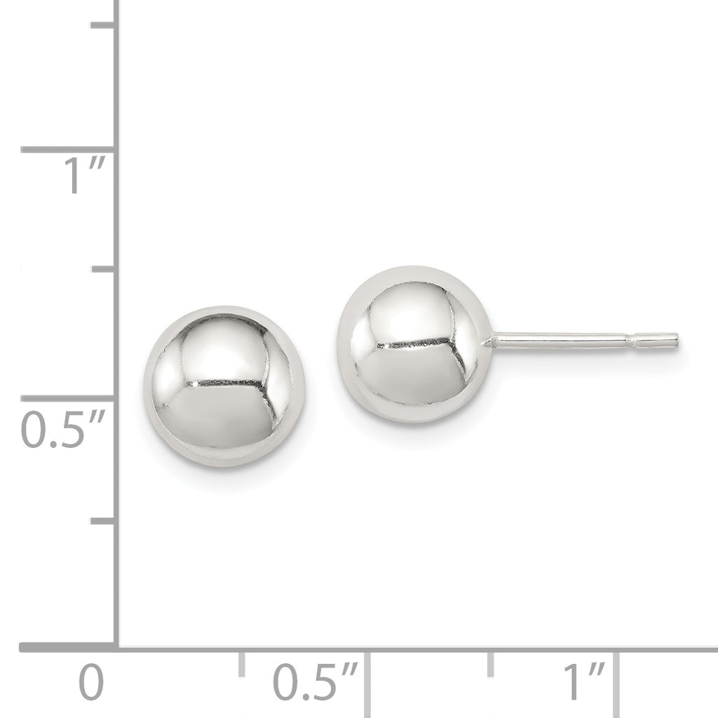 Polished Ball Stud Earrings in Sterling Silver, 8mm