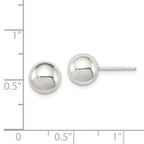 Polished Ball Stud Earrings in Sterling Silver, 8mm