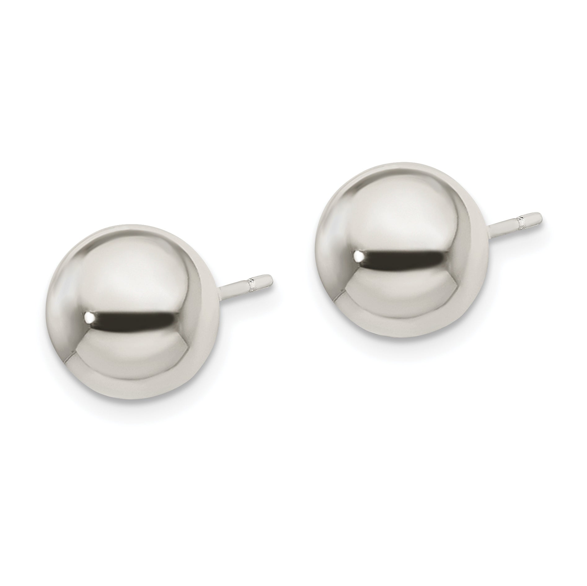 Polished Ball Stud Earrings in Sterling Silver, 10mm Secondary image