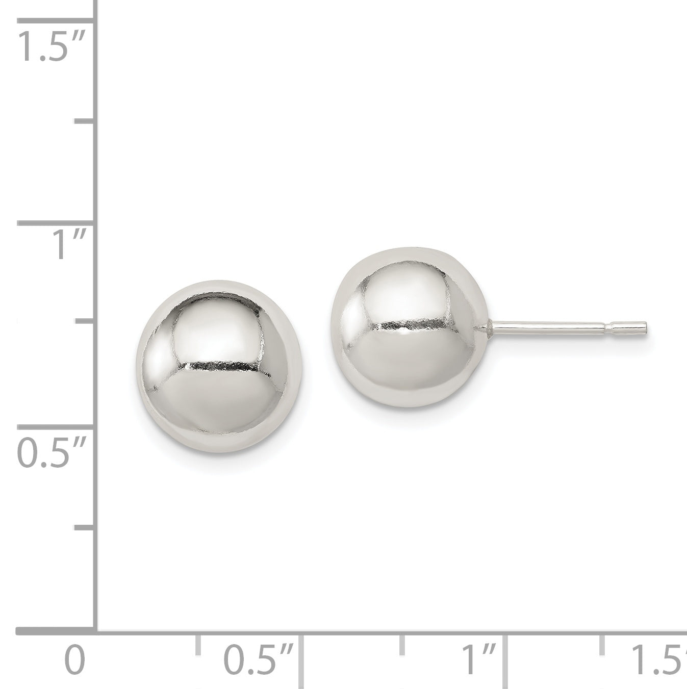 Polished Ball Stud Earrings in Sterling Silver, 10mm