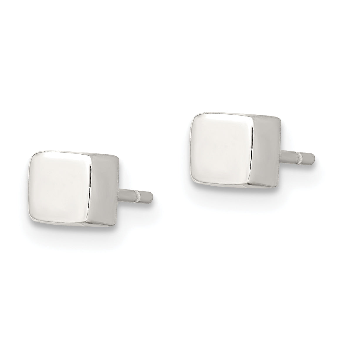 Sterling Silver Polished 4mm Square Cube Earrings Secondary image