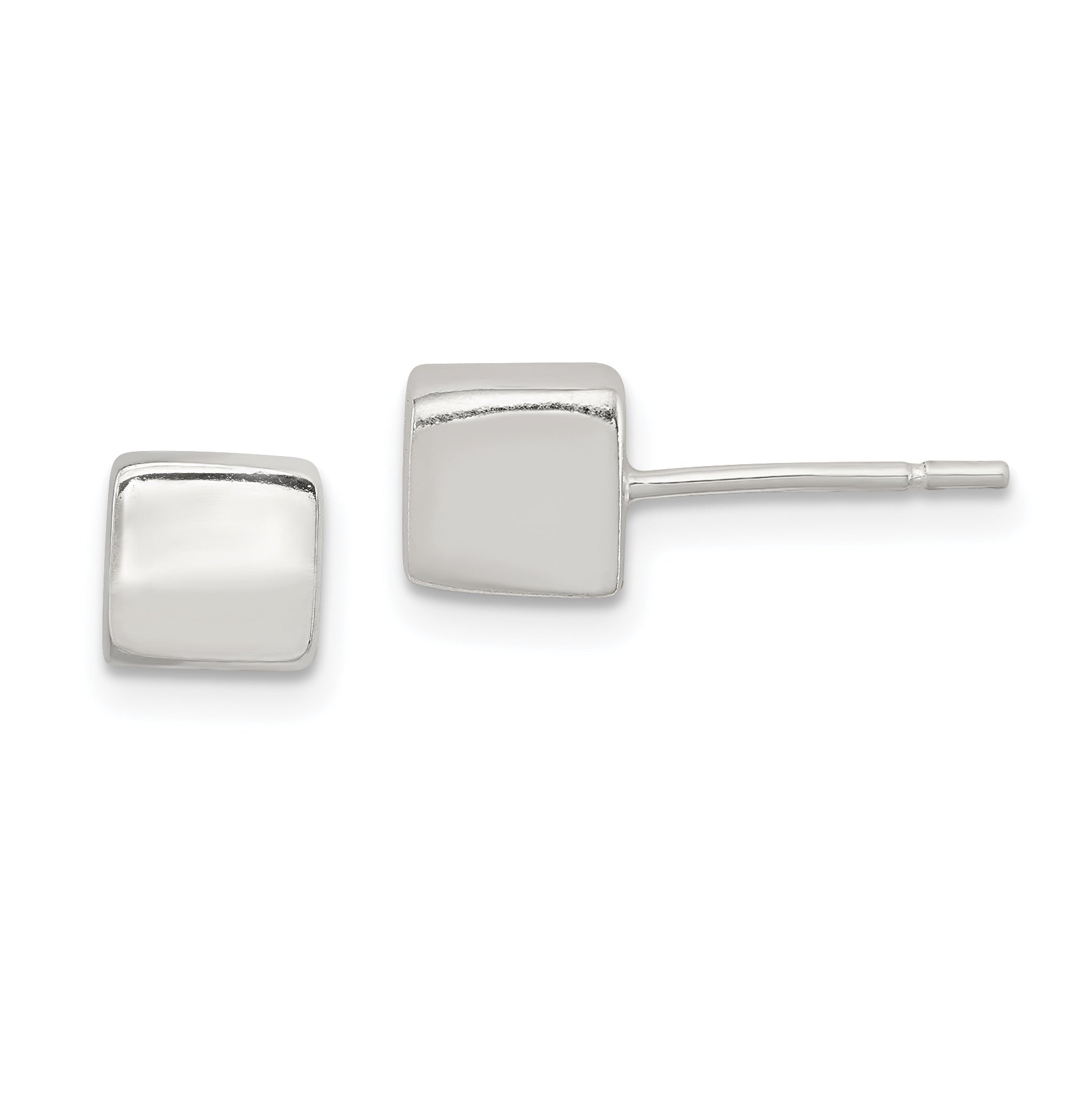 Sterling Silver Polished 6mm Square Cube Earrings Main image