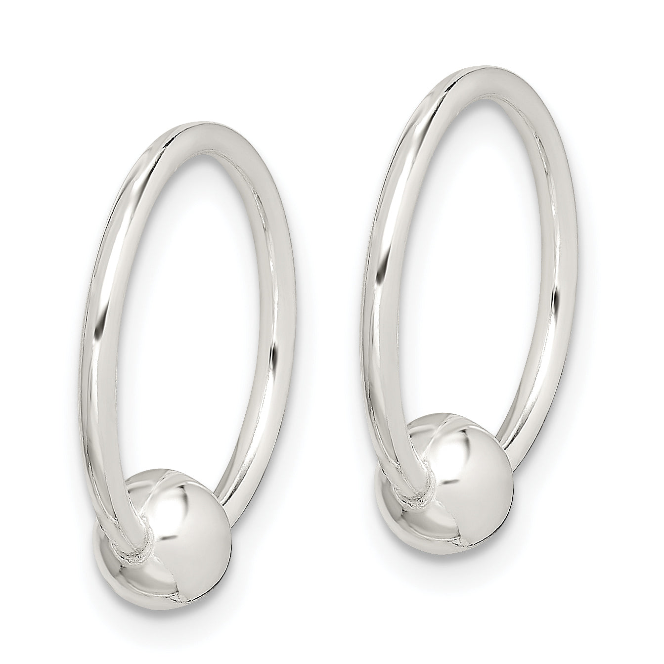 Sterling Silver Bead Endless Hoop Earrings Secondary image