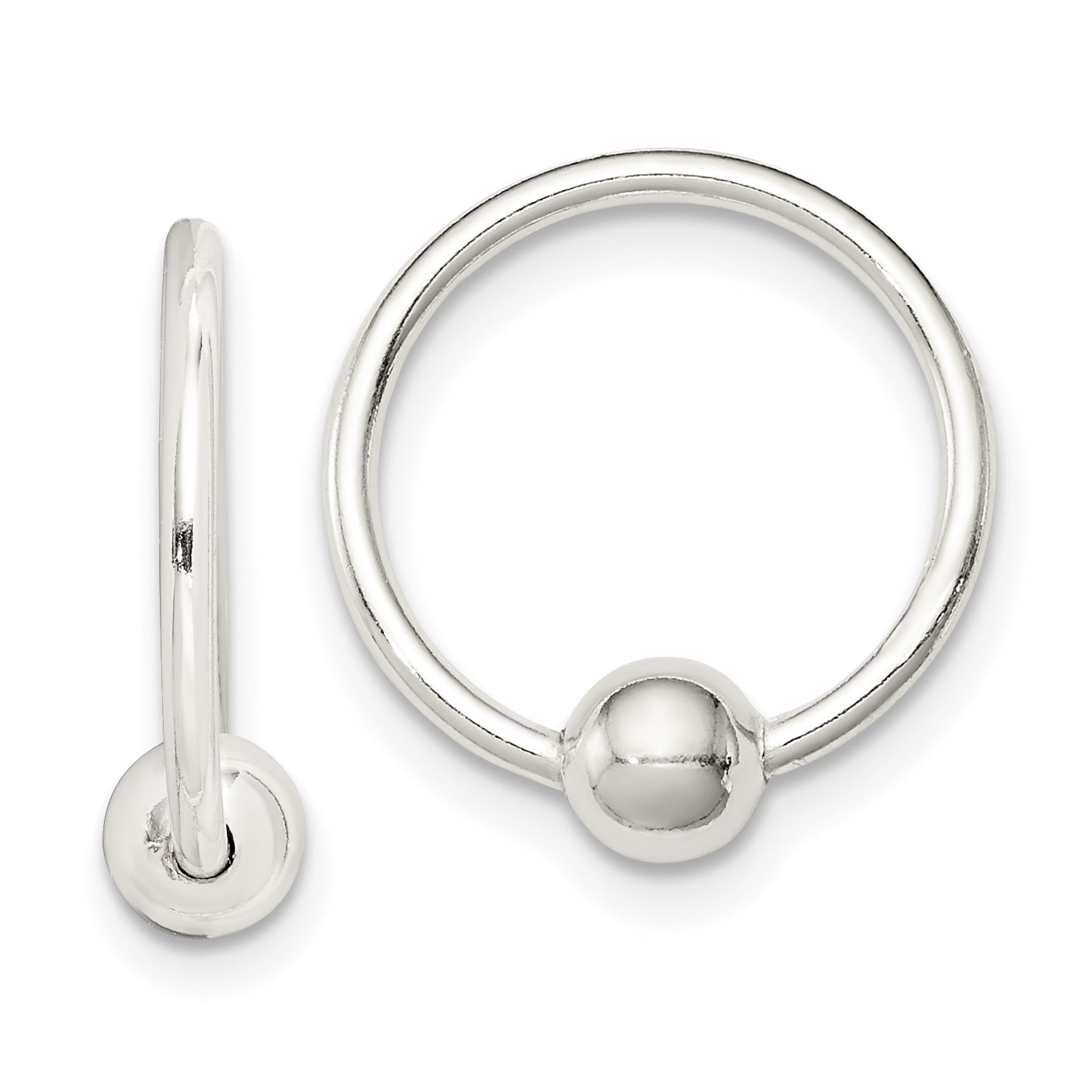 Sterling Silver Bead Endless Hoop Earrings Main image