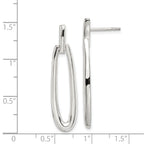 Sterling Silver Rhodium-plated Fancy Elongated Oval Post Dangle Earrings