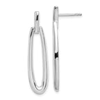 Sterling Silver Rhodium-plated Fancy Elongated Oval Post Dangle Earrings