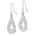 Filigree Teardrop Dangle Earrings in Sterling Silver