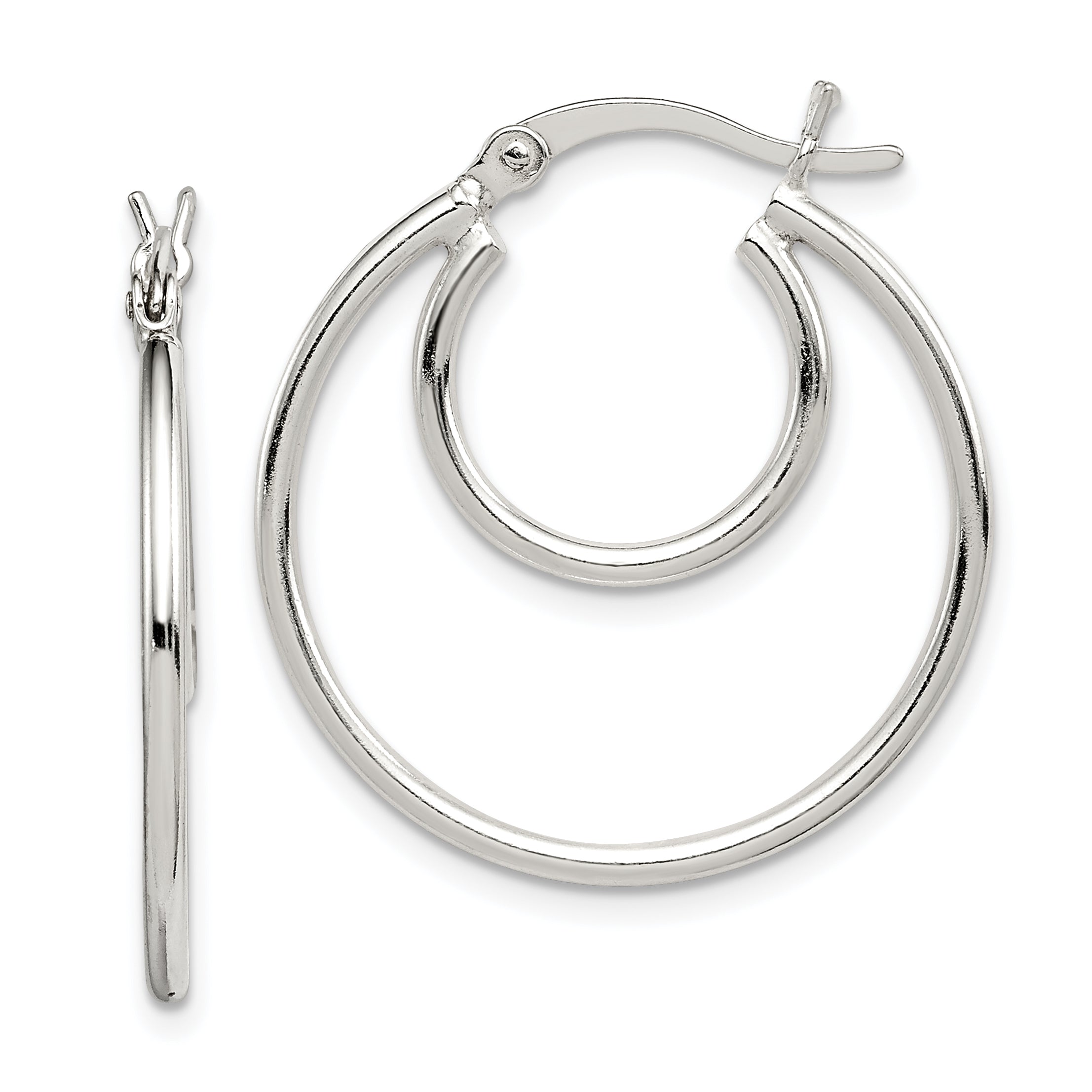 Sterling Silver Polished 2mm Double Hoop Earrings Main image