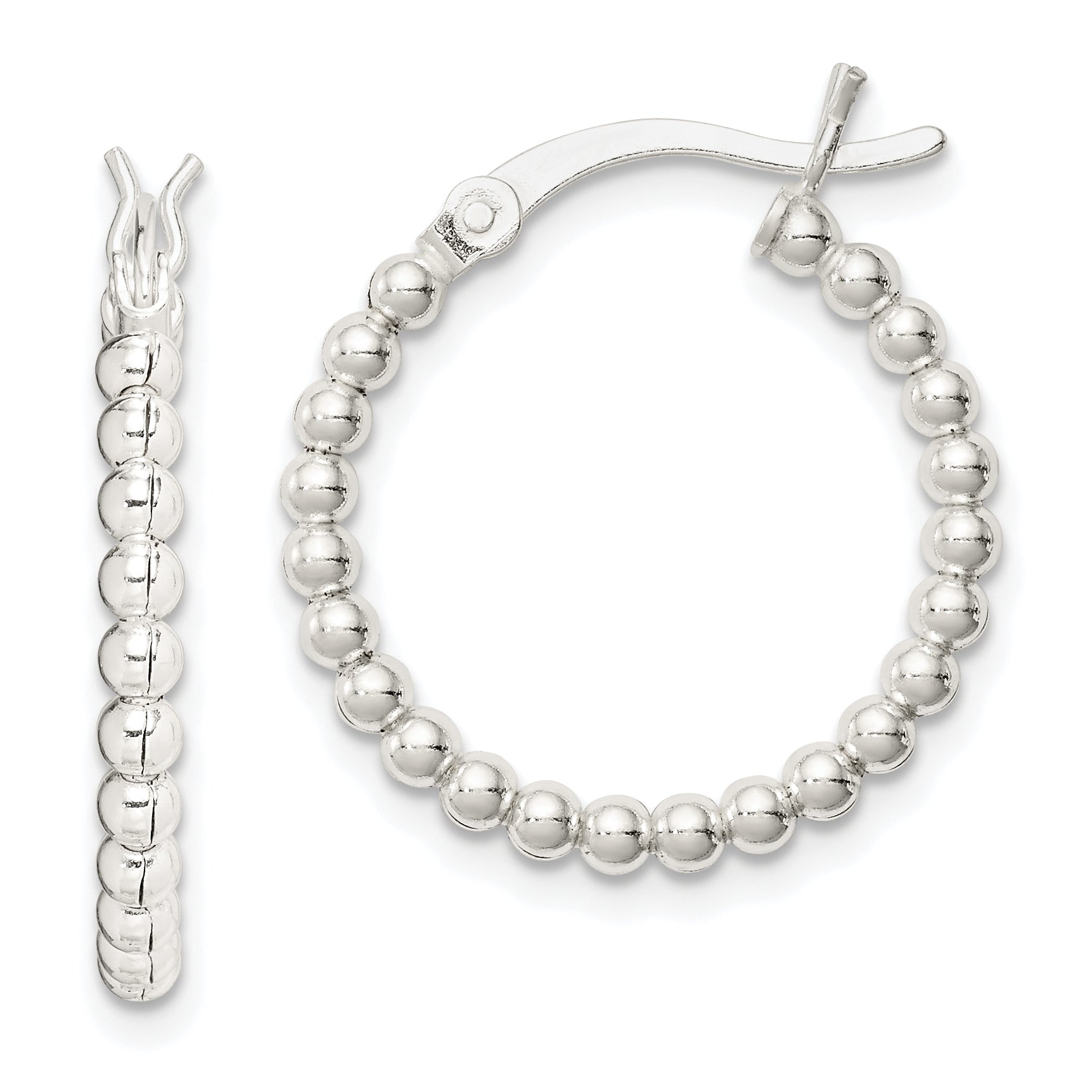 Sterling Silver Polished Beaded 2mm Hoop Earrings Main image