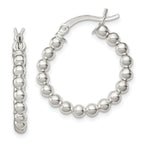 Sterling Silver Polished Beaded Hoop Earrings
