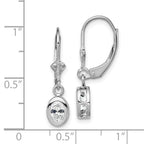 Sterling Silver Rhodium Plated 6x4mm Oval CZ Leverback Earrings