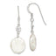 Sterling Silver Polished White 12-13mm Coin Freshwater Cultured Pearl & CZ Dangle Earrings